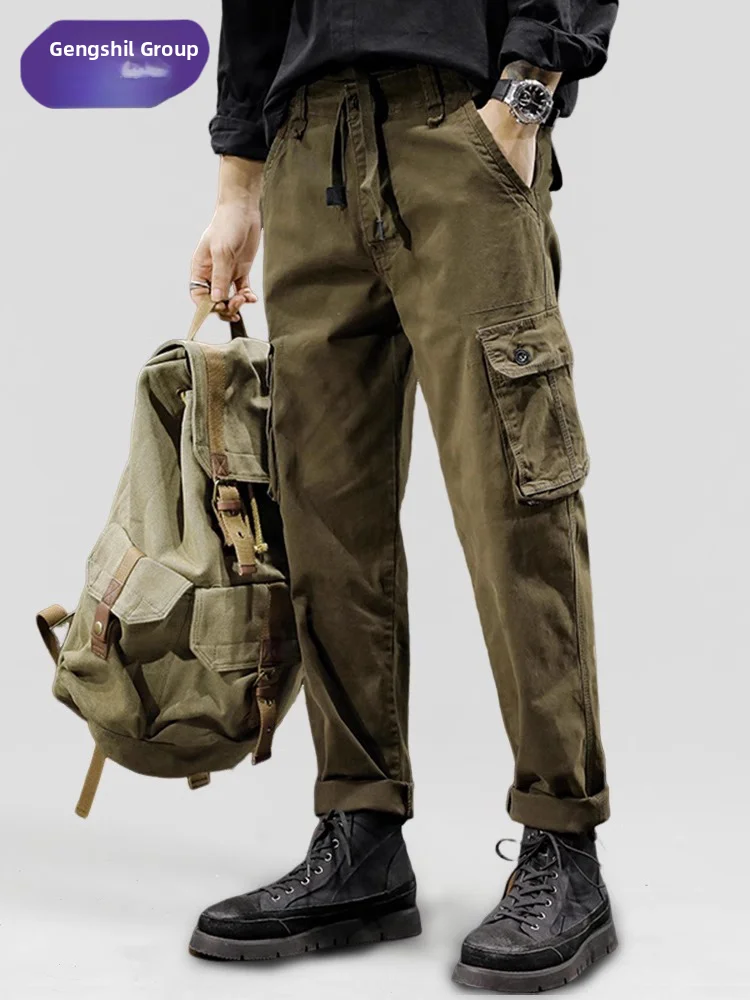 

Tonlion American Retro Work Pants Loose Straight Leg Casual Long Trousers for Men Spring Autumn Comfortable Cotton Jeans