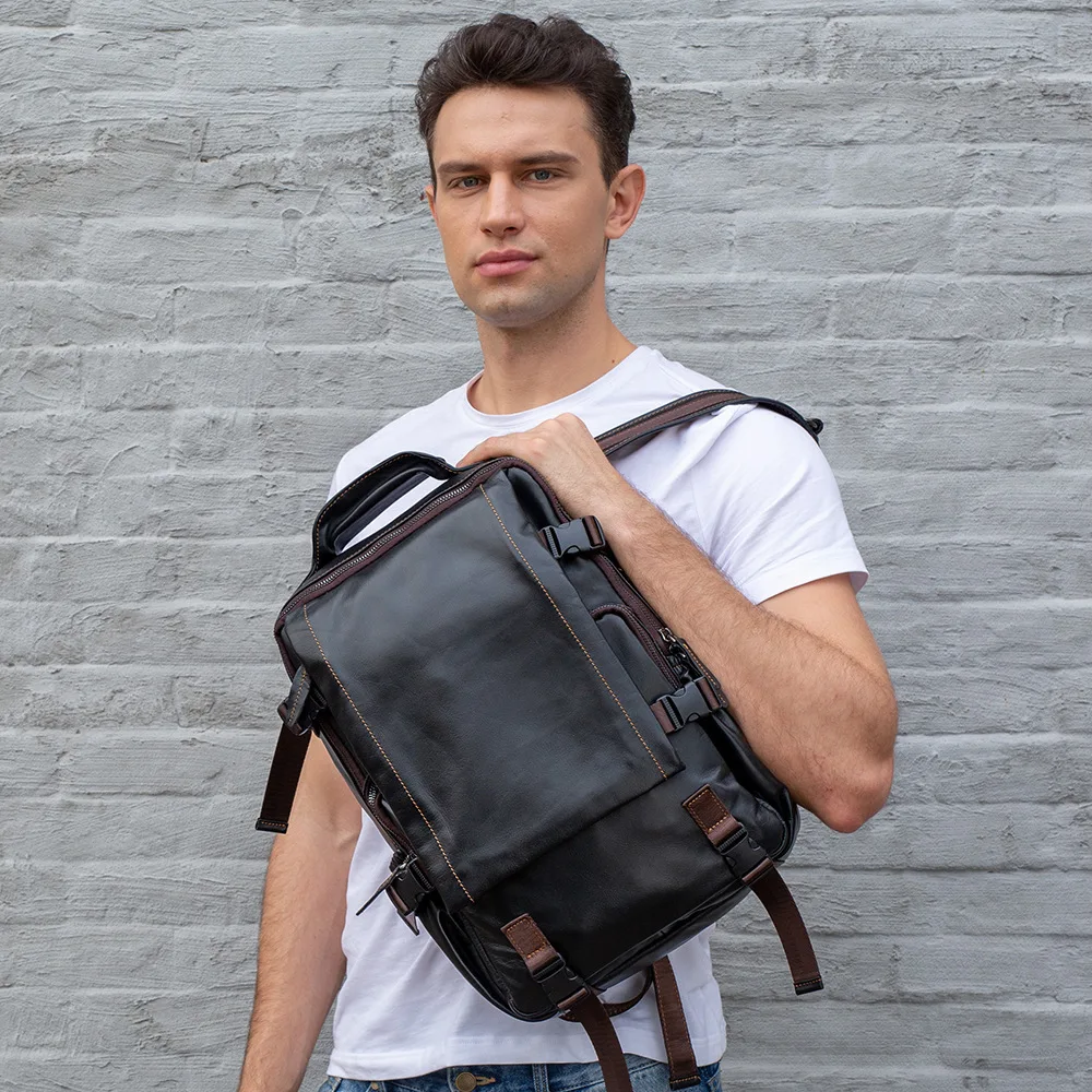 

Premium Full-Grain Leather Backpack for Men & Teens - 15.6" Gaming Laptop Waterproof School & Travel Backpack Anti-Theft Bag