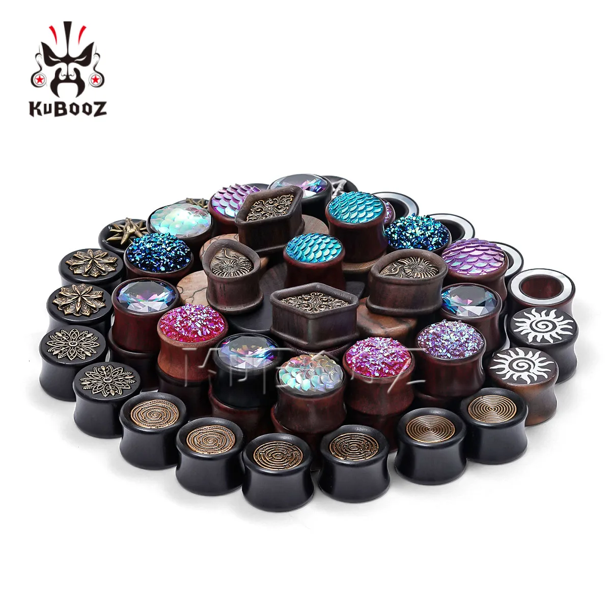 Hypoallergenic Wood Ear Tunnel Surprise Pack - 5-10 Pairs Ear Expander Stretcher Plugs Mixed Style Body Piercing Jewelry
