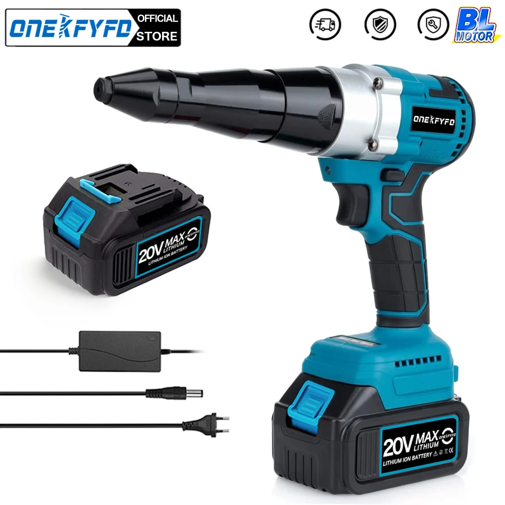 Elétrica Brushless Rivet Gun, Cordless Rivet Nut Gun, Bateria de lítio rebite automática com luz LED, Bateria Makita 18V