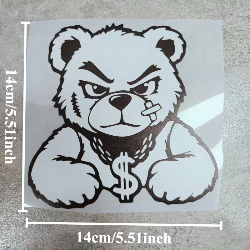 1 Buah Stiker Beruang Holografik Trendi-Buat Dekorasi Bergaya Bertema Dolar yang Keren untuk Mobil, Laptop, Ponsel, Botol Air, Skateboard, Koper