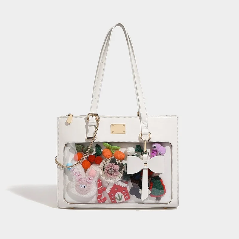 

Japanese Harajuku School Bags for Teenage Girls New 2024 Transparent Itabag Crossbody Bag DIY Badges Display Plate Ita Bag