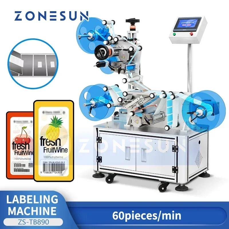 Zonesun ZS-TB890 Automatic Label Rewinder Machine Label Rewinder Reel to Reel Counter with Label Applicator