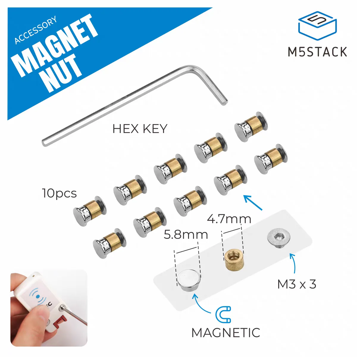 The official M5Stack Magnet Nut is a magnetic nut kit designed specifically for the Unit series