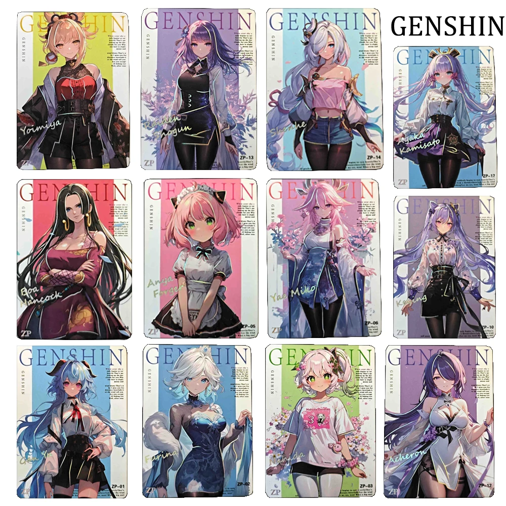 Genshin Impact ZP Ganyu Funingna Raiden Shogun Yae Miko Kamisato Ayaka Nahida, Shinhe Hot stamping collectible card holiday gift