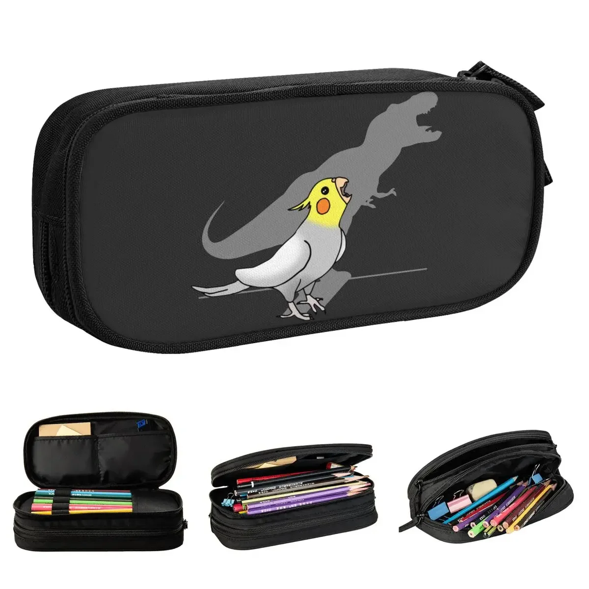 

Dinosaur Shadow Cockatiel Pencil Cases Creative Parrot Bird Pet Animal Pen Holder Bag Big Capacity Office Gift Pencilcases