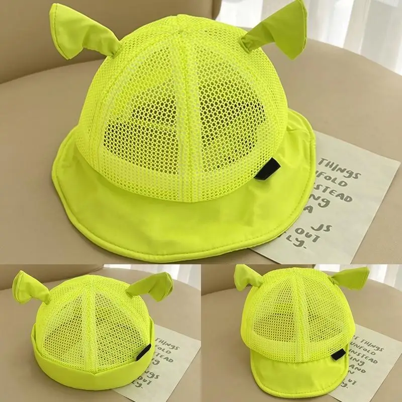 

C63C for Monster Ear Decor Breathable Baseball Bucket Hat Cotton Mesh Fisherman Hats