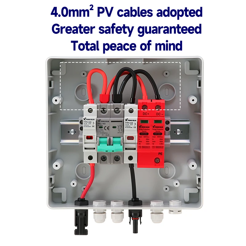 High-quality 600V pv combiner box 1 in 1 out Disconnect Switch DB with Fuse MCB SPD for Solar Panel Photovoltaic Protection Box
