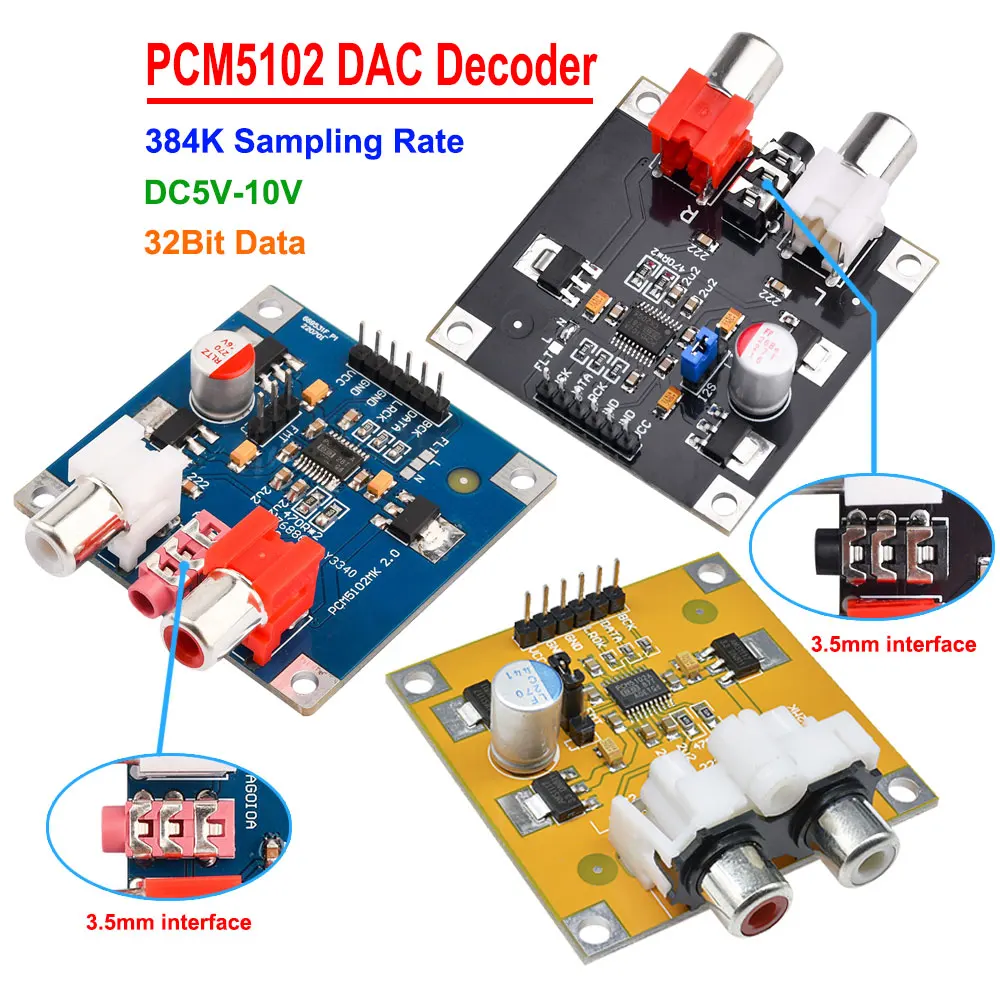 لوحة فك الترميز PCM5102/PCM5102A DAC لوحة تجميع لاعب I2S وحدة لوحة فك الترميز 32Bit 384K Beyond ES9023 لـ Raspberry Pi