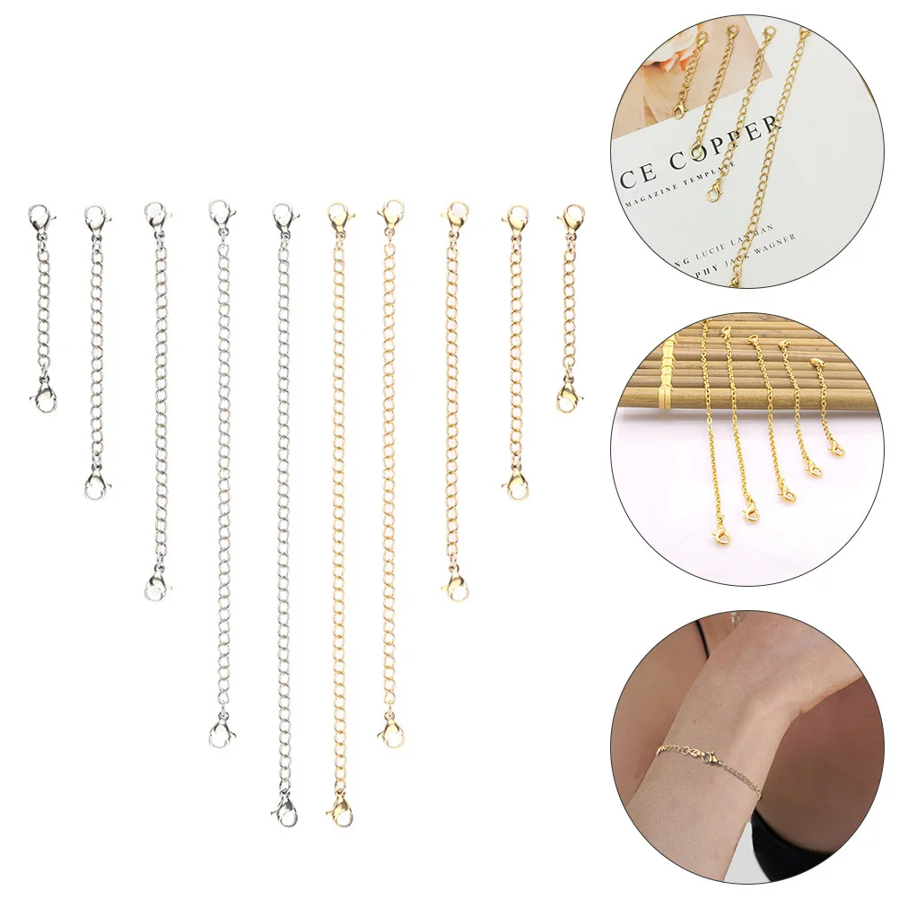 

10 Pcs Necklace Extender Lobster Clasp Chain The Extension with Metal Claw Clasps Jewelry Making