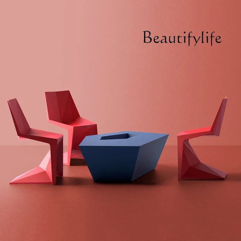 

Creative Leisure Chair Diamond-Shaped Personalized Pan Dong Chair FRP All-Match S Stool Seat Polygon Shaped Chair
