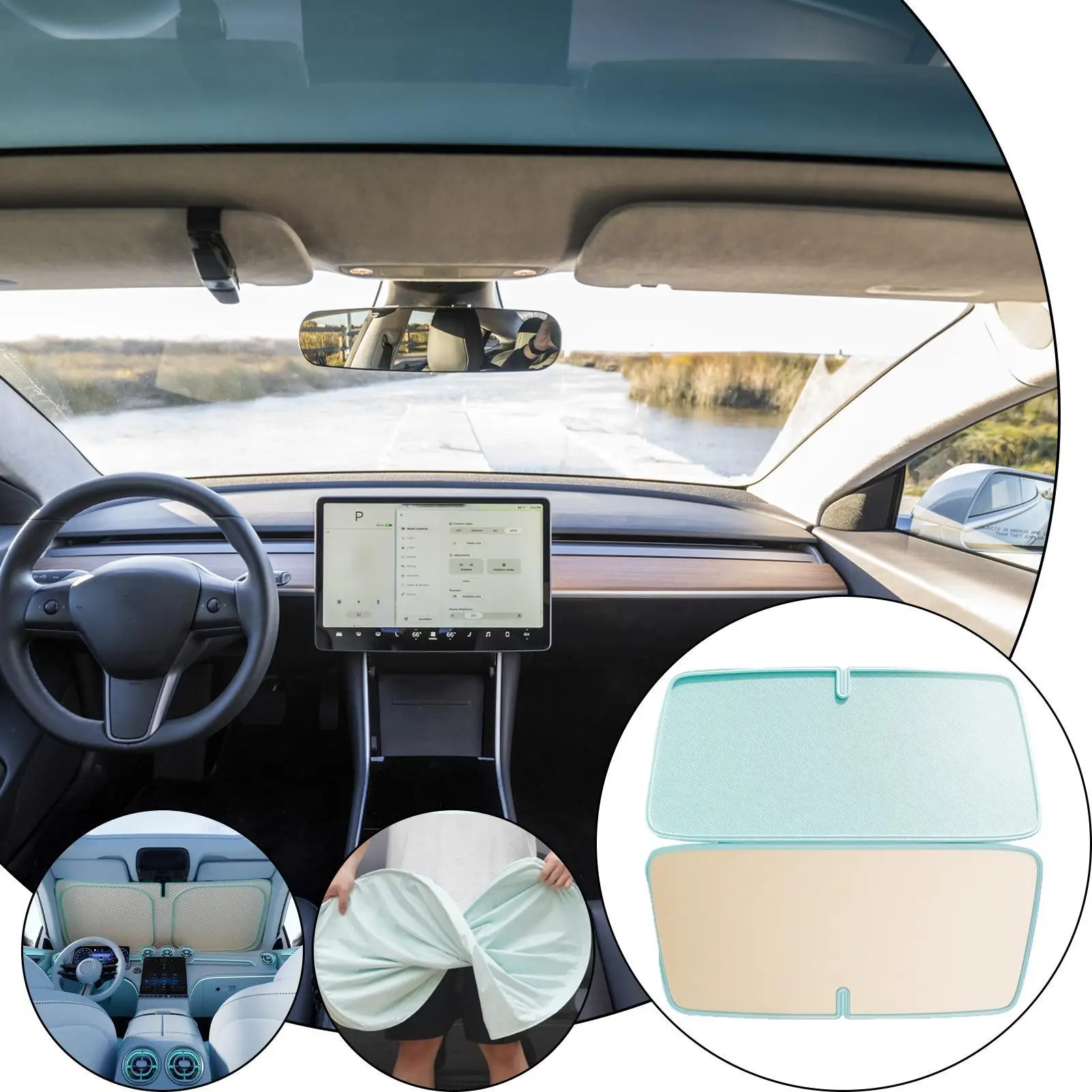 

Car Sun Shade Windshield Car Sunshade Windshield Cover Foldable Portable Uv Blocking Interior Protection For Hot Weather Heat