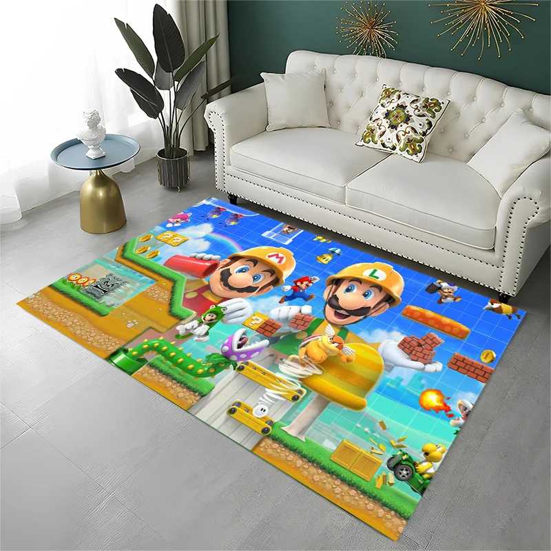 3D Cute Cartoon M-Mario Bros Game Non-Slip Area Rug for Living Room Bedroom Playroom,Carpet Floor Mat for Home Decor Holiday