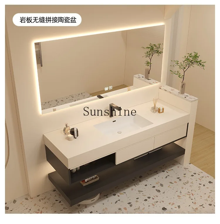 Slate seamless ceramic basin bathroom cabinet combination modern simple washstand pool