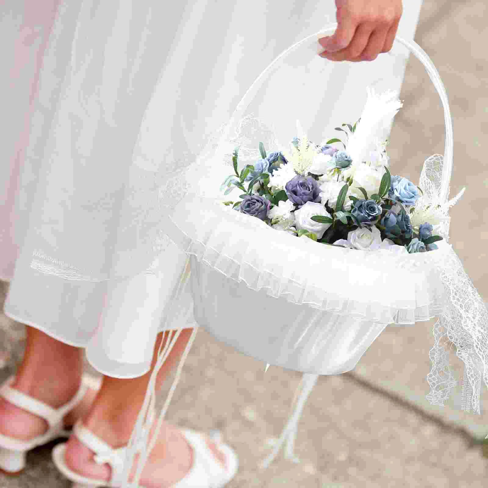 Lace Flower Basket Wedding Party Gift Baskets Treats Girl Girls Accessory Petal