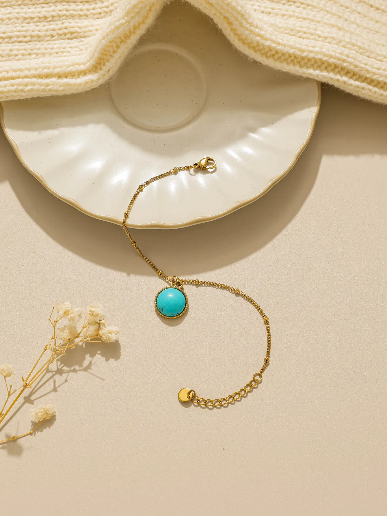 316L الفولاذ المقاوم للصدأ الذهب مربع الجولة الفيروز المهر الدب قلادة الحب سلسلة سوار المرأة موضة جديدة لطيف مجوهرات هدية