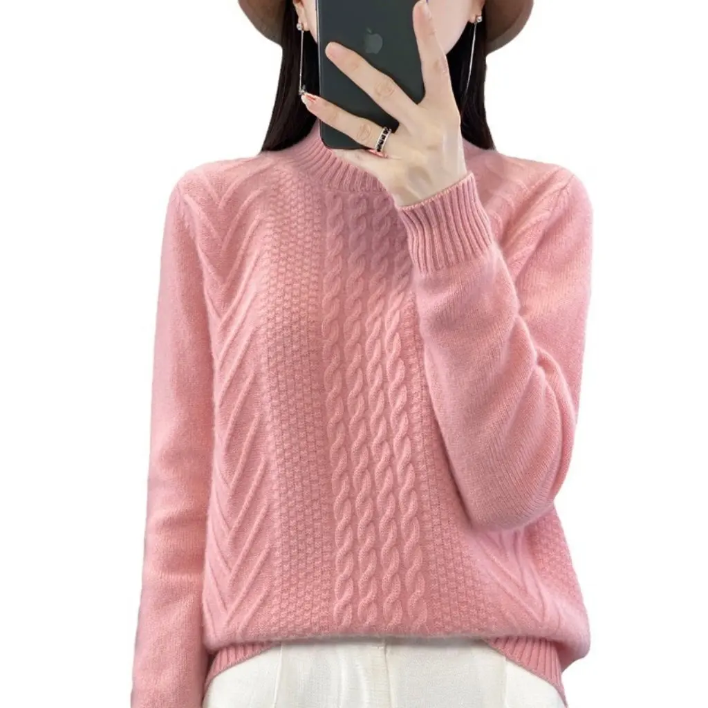 

Винтажный женский однотонный свитер с высоким воротником, пуловер, мягкий восковой топ на осень-зиму, широкий трикотаж