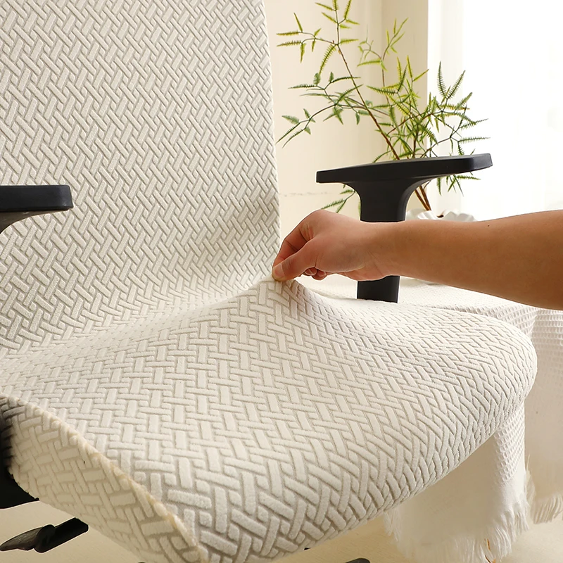 Fundas para sillones de oficina de Color sólido, fundas para sillas de ordenador de Jacquard, Funda giratoria para asiento de juegos, Funda, Silla, Escritorio, 1 ud.