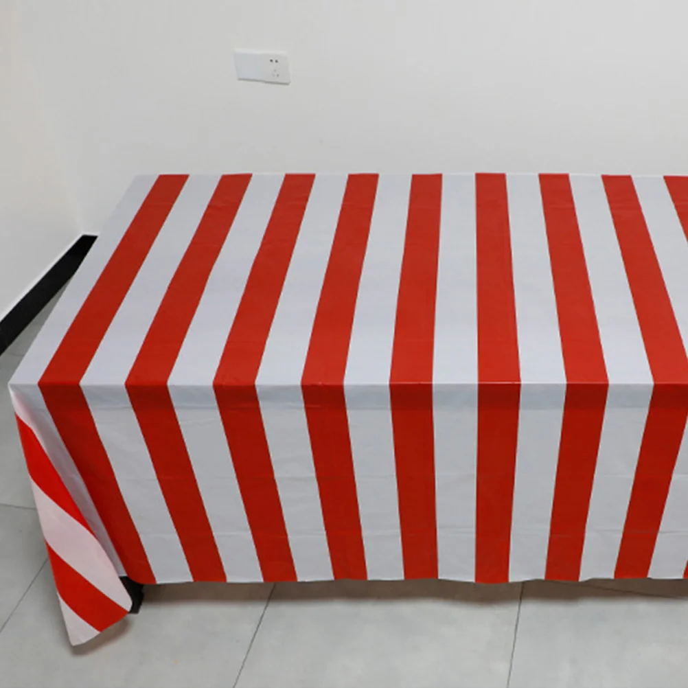 

2Pcs Stripe Tablecloth Simple Design Stain Resistant Table Cover for Birthday Circus Carnival Outdoor Indoor Decoration