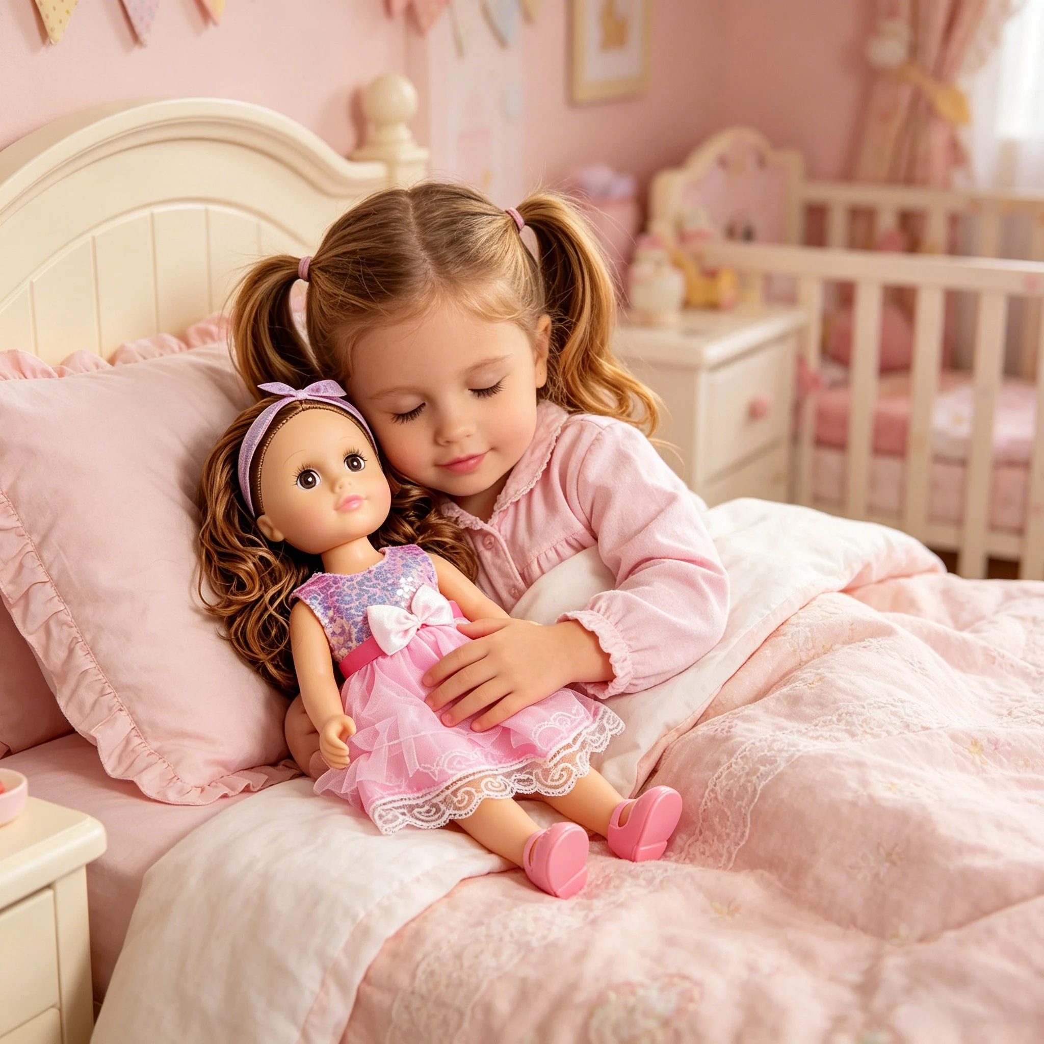 

18 Inch Pink Princess Doll with Sequin Dress, 43cm Curly Hair Fashion Doll Toy, Perfect Bedtime Companion & Birthday Gift for Girls