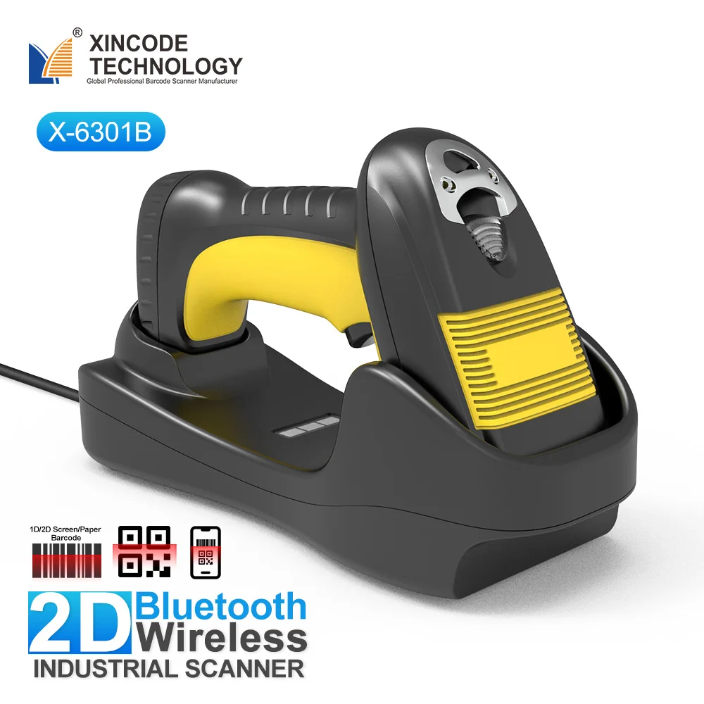

Xincode X-6301B Rugged Industrial Wireless Barcode Reader Qr Code Barcode Scanner with Charing Bases