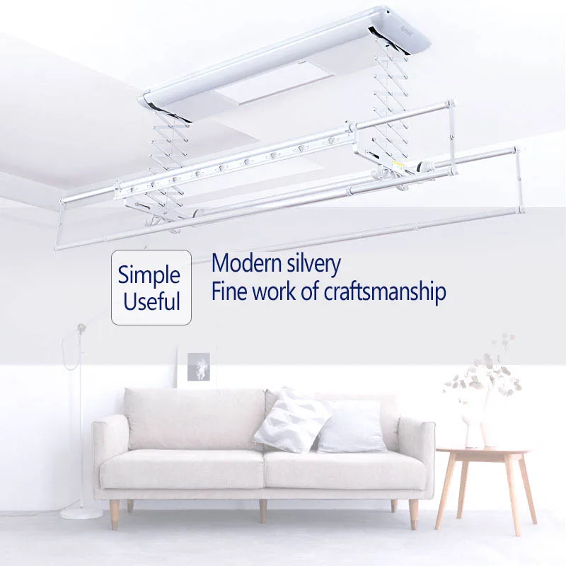 Smart Ceiling Mounted With UV Light Full Aluminum Body Rust- Electric Clothes Drying Rack Hanger