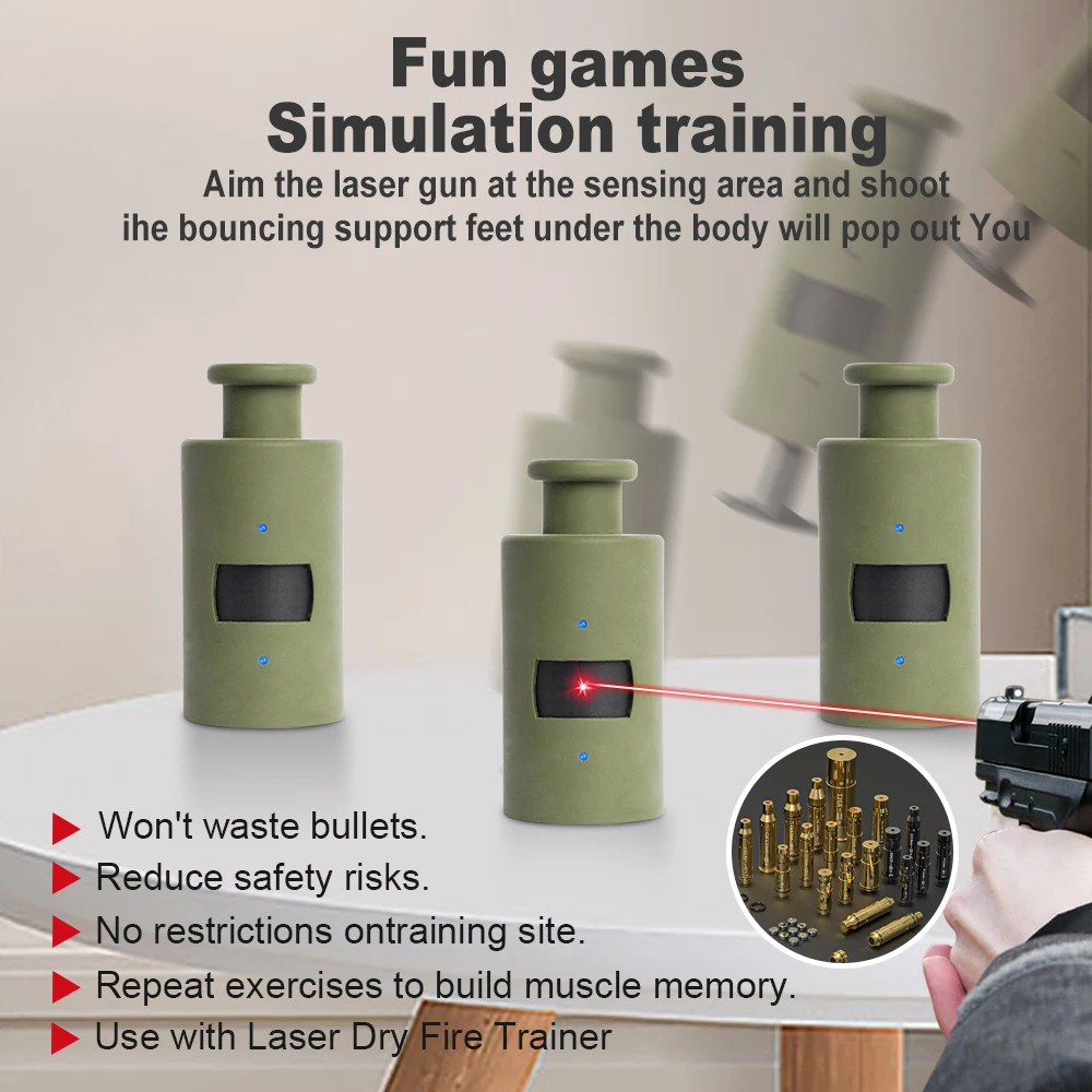 40S&W/45ACP/9mm/380ACP LaserTrainer & T1356 BouncingTarget w/ Type-C charging. Bounces on hit for efficient indoor practice.