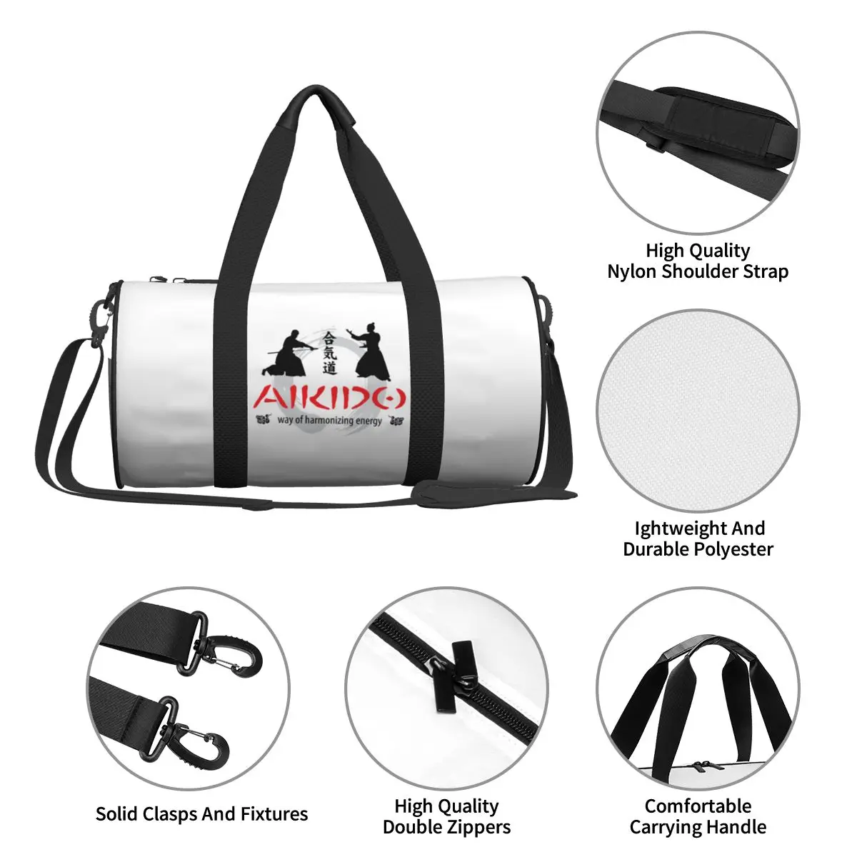 Aikido Practitioner Sporttasche Japanische Kampfsporttraining Sporttaschen Herren Fitnessstudio Zubehör Bunte Fitnesstasche Outdoor-Handtaschen