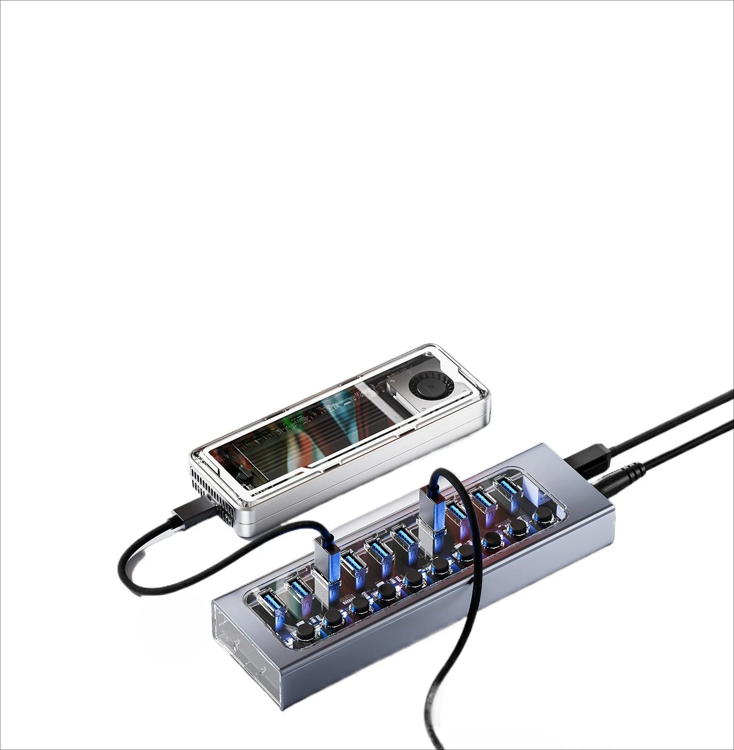 Converter, USB docking station, hub, powered splitter,, mouse, keyboard, USB flash drive, hard drive, charging plug