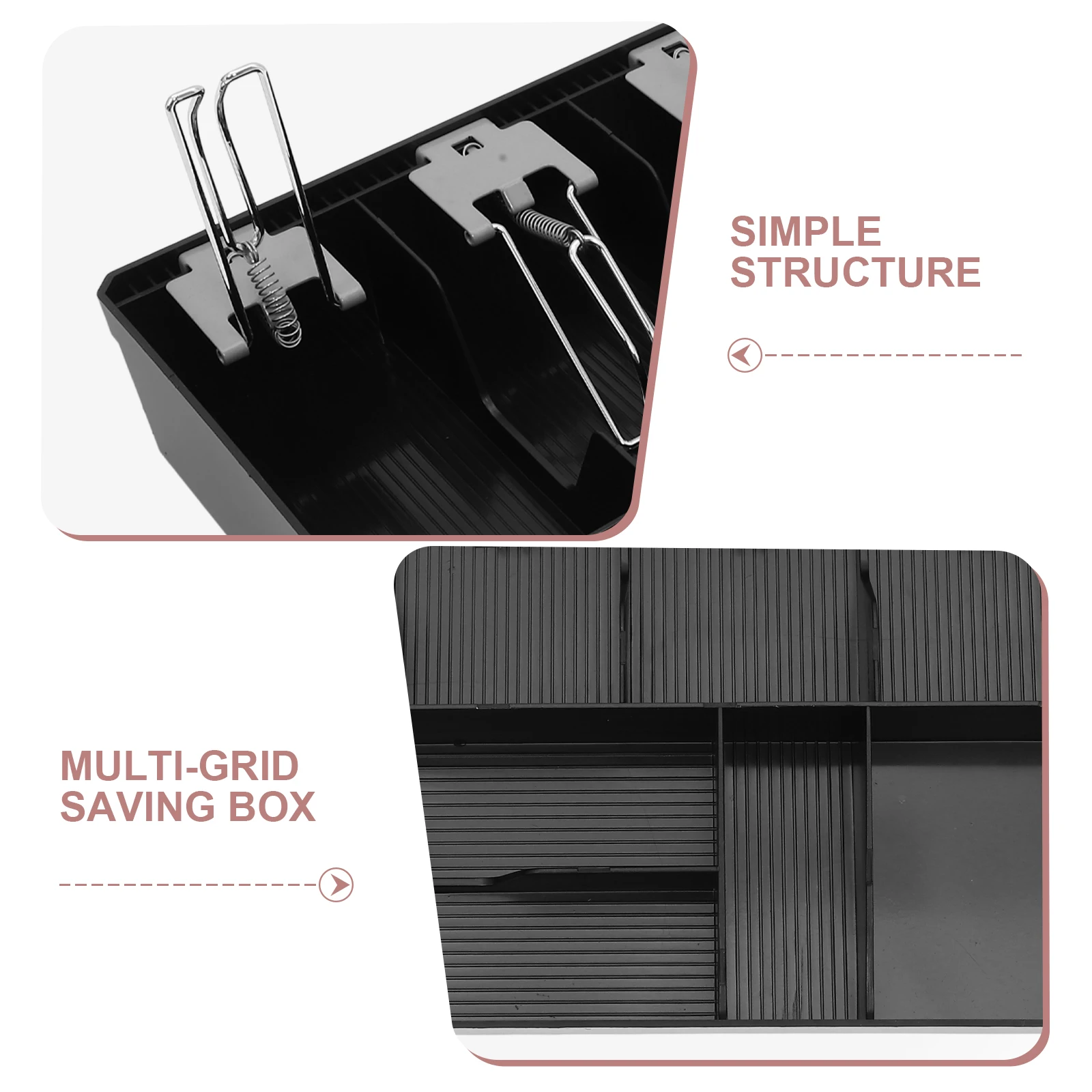 Multi-Grid Cashier 3 Bill 3 Coin Compartments Multiple Compartment Storage Tray Money Organizer Cash Drawer Tray Storage Stand