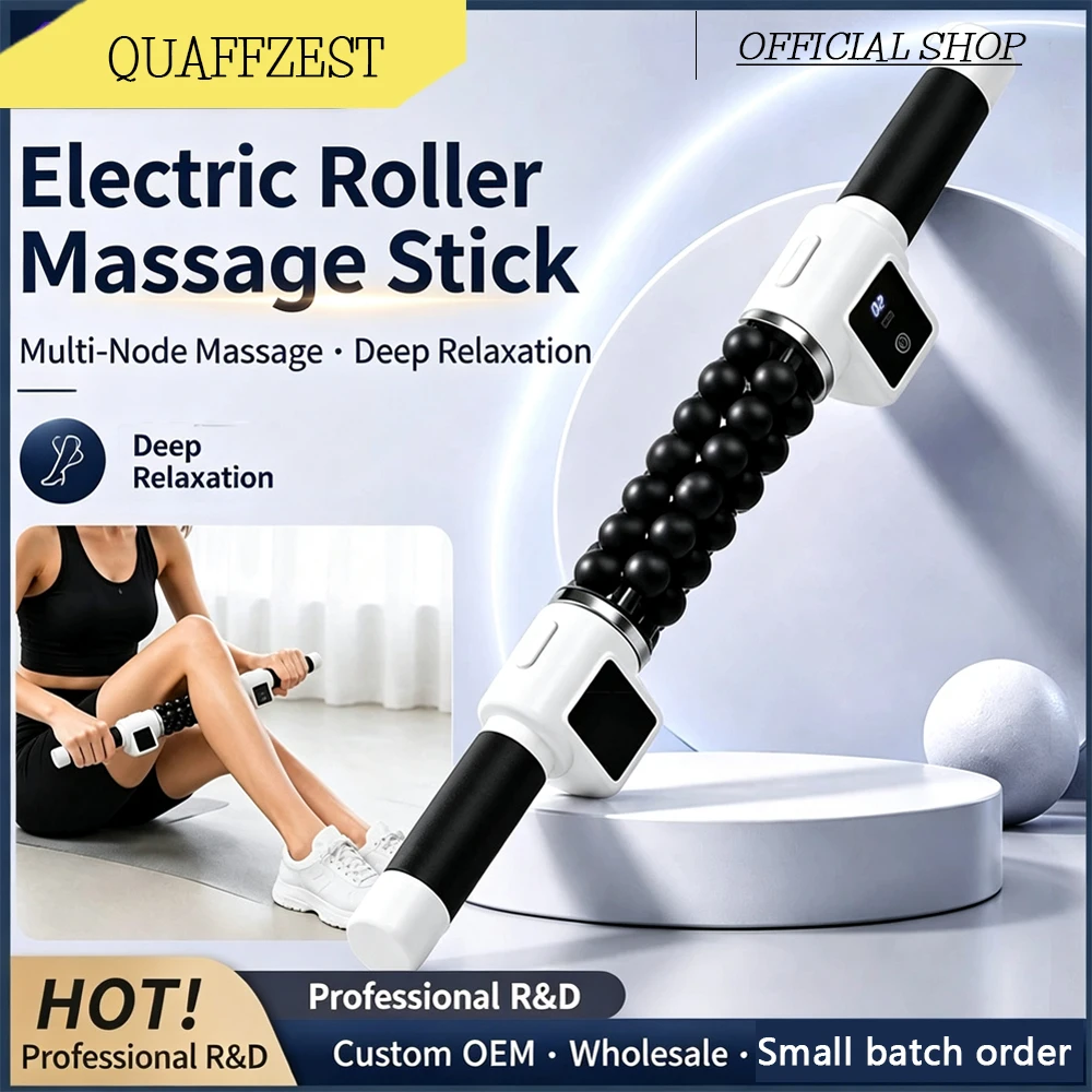 Electric Roller Massage Stick Rechargeable Deep Tissue Muscle Massager for Body Leg Relie