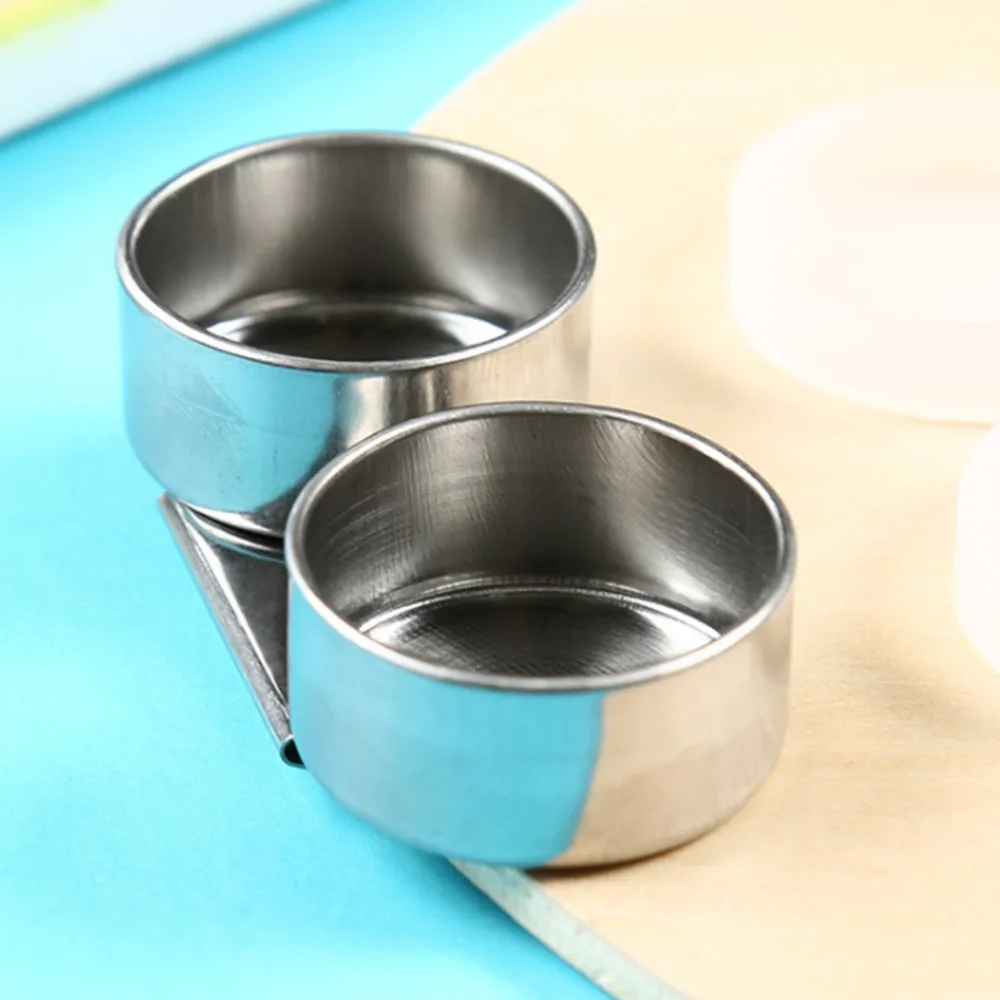 Metal Oil Painting Pot Lidded Drum Shaped Double Chamber Oil Kettle Silver Double Hole Turpentine Container Artist Supply