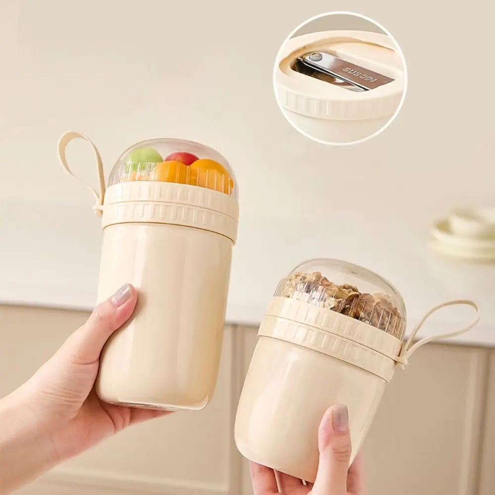 

New 320ml/520ml Breakfast Cups Handheld Seal Yogurt Bowl Reusable with Spoon Oats Container for Oatmeal Cereal Nut Yogurt