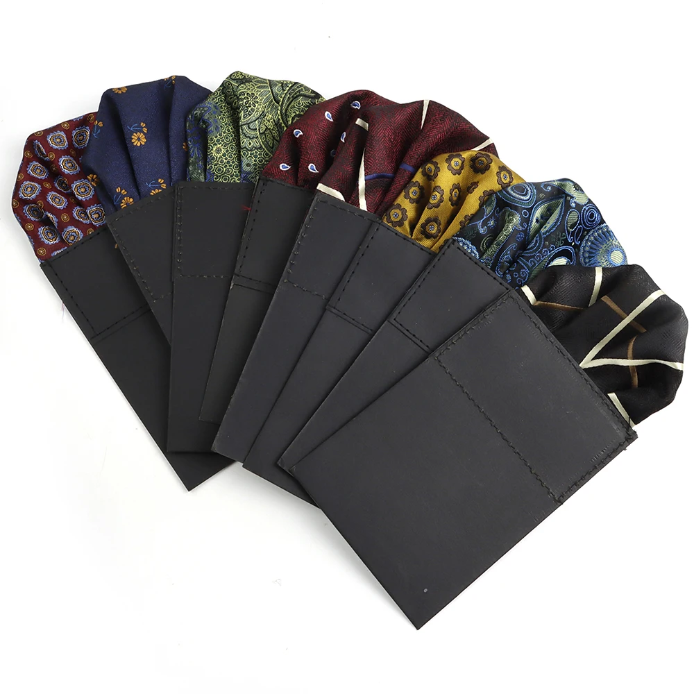 Pañuelos de Cachemira rojos cuadrados de bolsillo predoblados para hombre aptos para fiesta de boda Formal negocios negro blanco moda pañuelo de toalla para el pecho