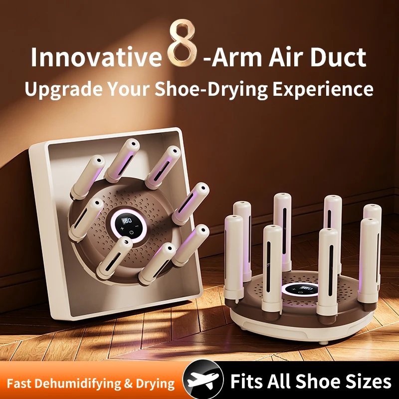 Household Boots Warmer Shoe Dehumidifier Shoe Drying Machine Timing Control Electric Heater 8 Arms Shoe Dryer