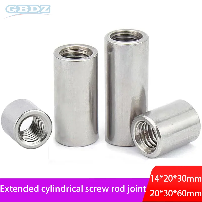 

1pcs M14/16/20 Extended Cylindrical Nut Connection Screw Rod Joint Circular Nut 304 Stainless Steel