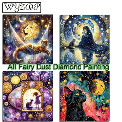 Cat 100% Fairy Dust Diamond Painting Kit Landscspe Full Square Diamond Embroidery Cross Stitch Gift AB Diamond Art Crystal Docer