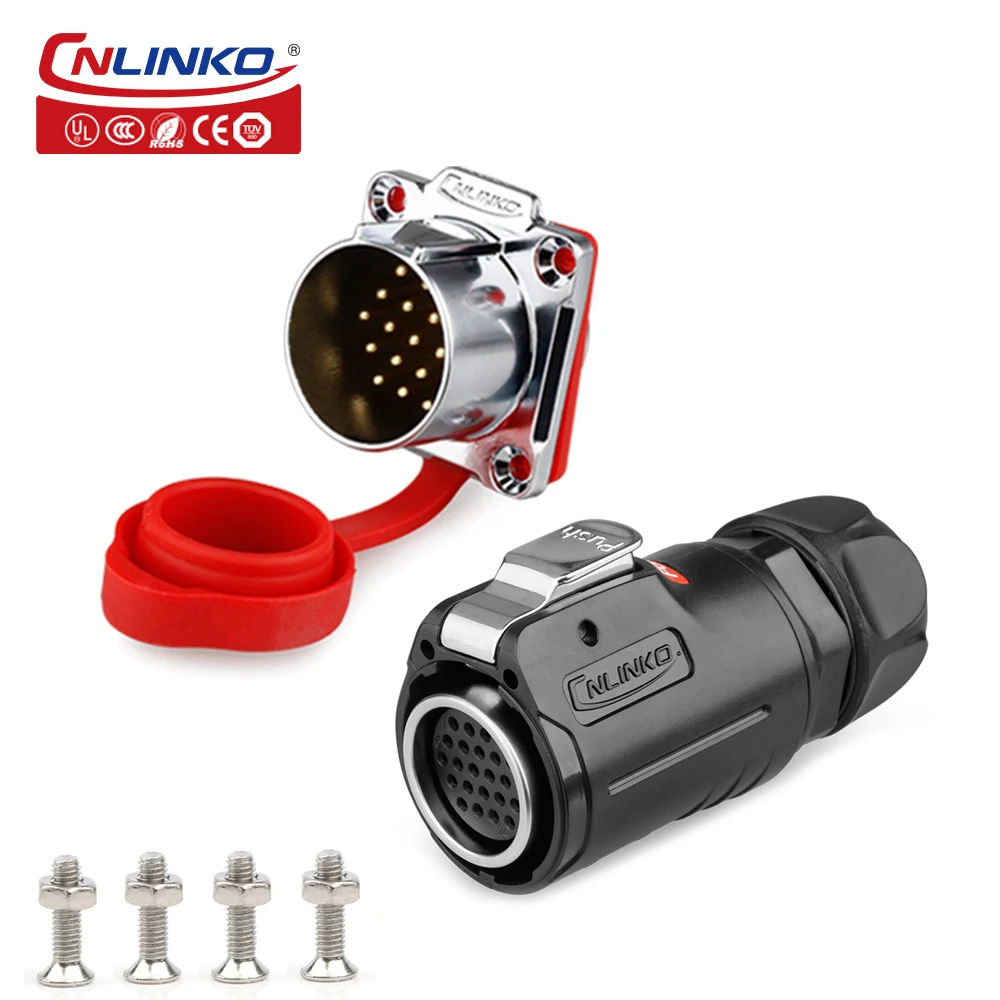 CNLINKO M24 IP68 Waterproof Panel Mount Aviation Connector 3P 4P 10P 12P 19P 24Pin Industrial Connectors for Power Signal Device