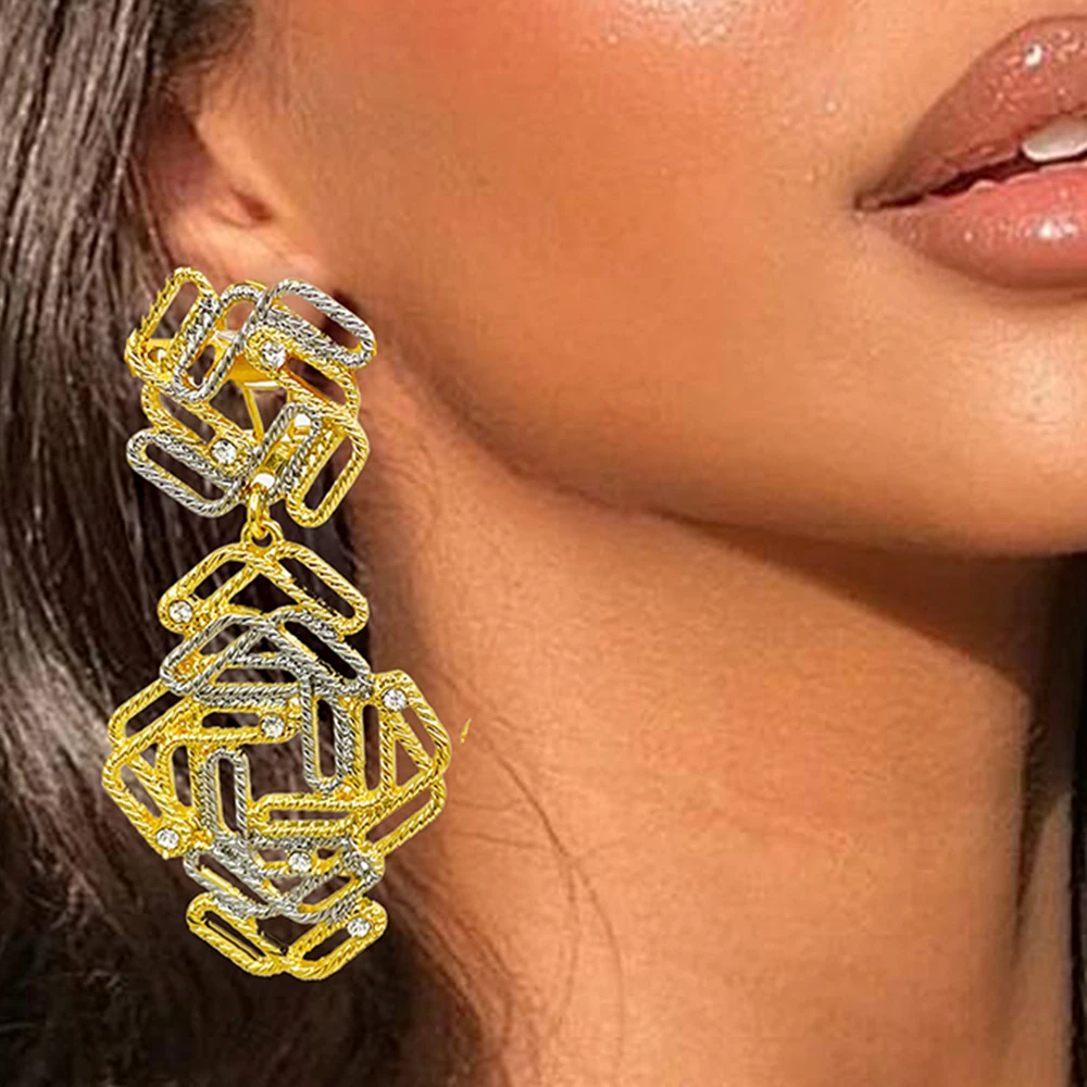 GZJPEI 2026 Neue Modische Große Tropfenohrringe 18k Vergoldet Ausgehöhlte Große Hängeohrringe für Frauen Geburtstagsgeschenk Schmuck – Detail 6