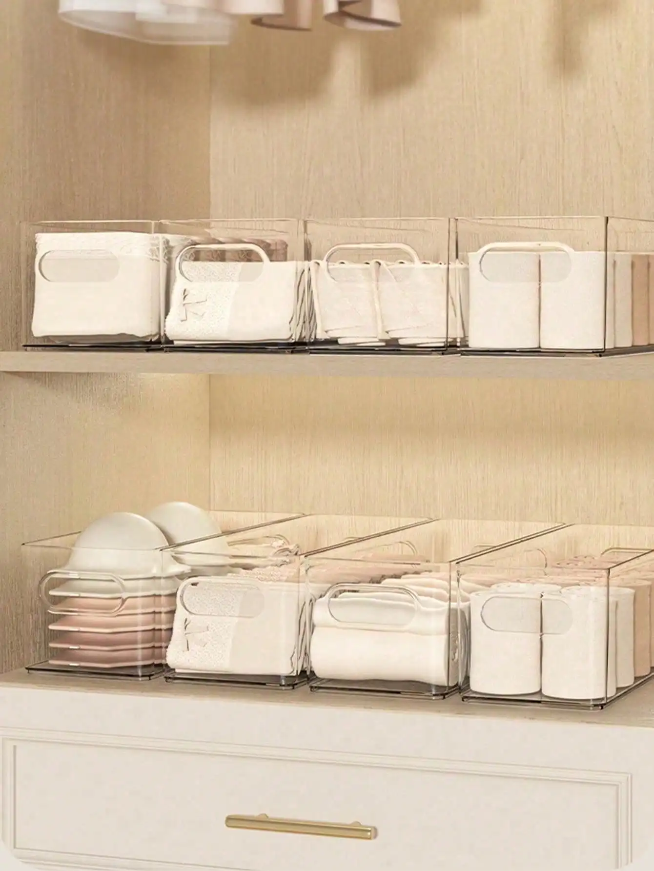 7pcs Transparent Desktop Storage Box Home Underwear Bra Socks Cosmetic Phone Case Refrigerator Drawer Organizer, Clear Acrylic Container Set For Bedroom Closet Bathroom Kitchen Organization, Stackable Multipurpose Storage Solution For Women Girls Dorm Apa view 4