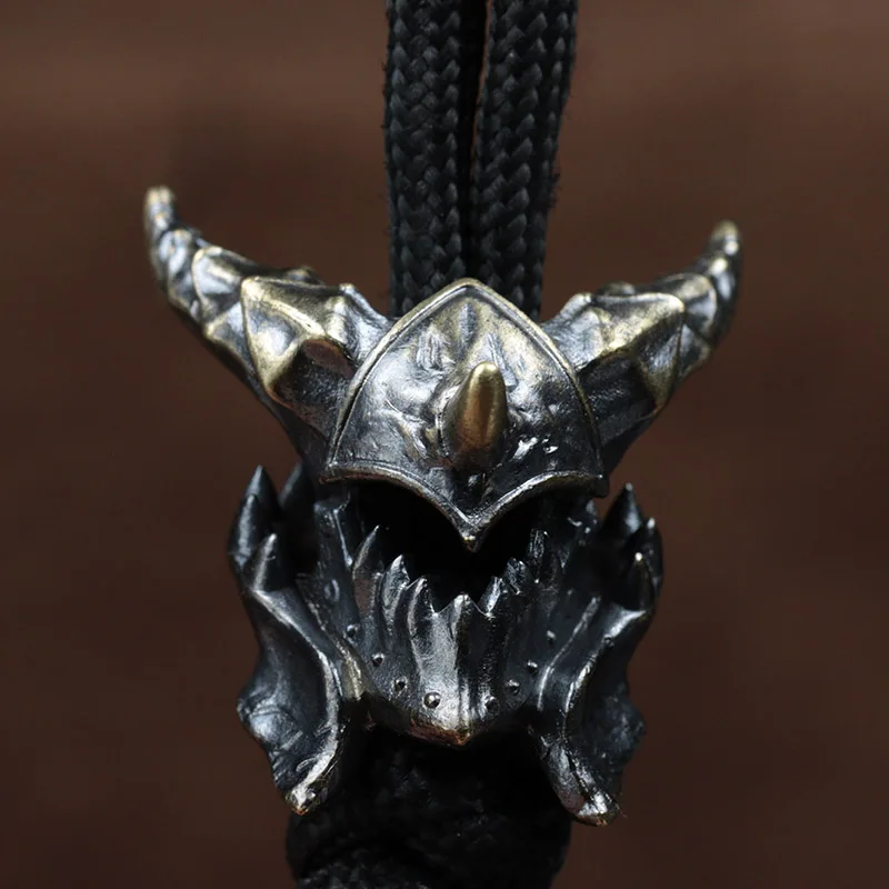 Death Helmet Brass Knife Beads EDC Outdoor DIY Paracord Accessories Woven Lanyard Pendant Jewelry Punk Survival Bracelets Charms view 5