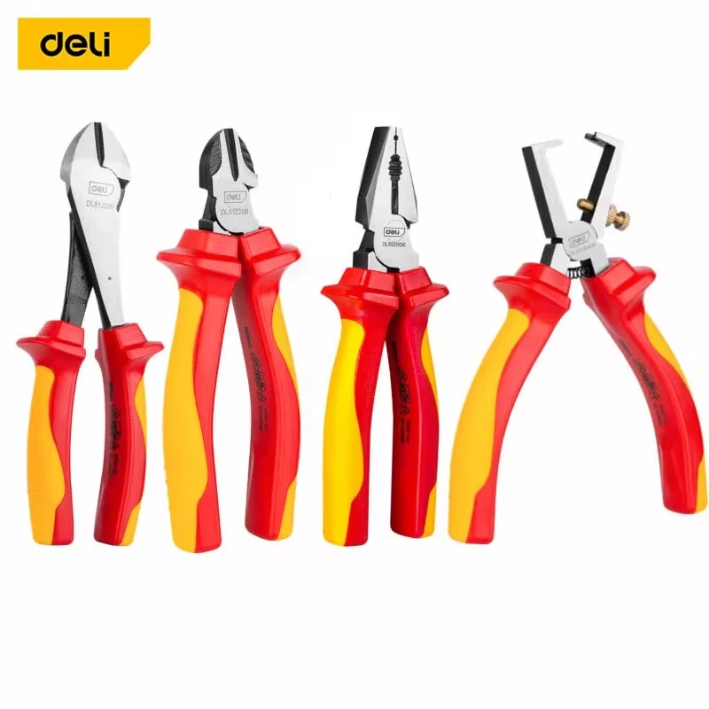 Deli 1000V VDE Insulation Diagonal Pliers Multifunctional Pliers Long Nose Pliers Wire Cutters Electrician Car Repair Tools