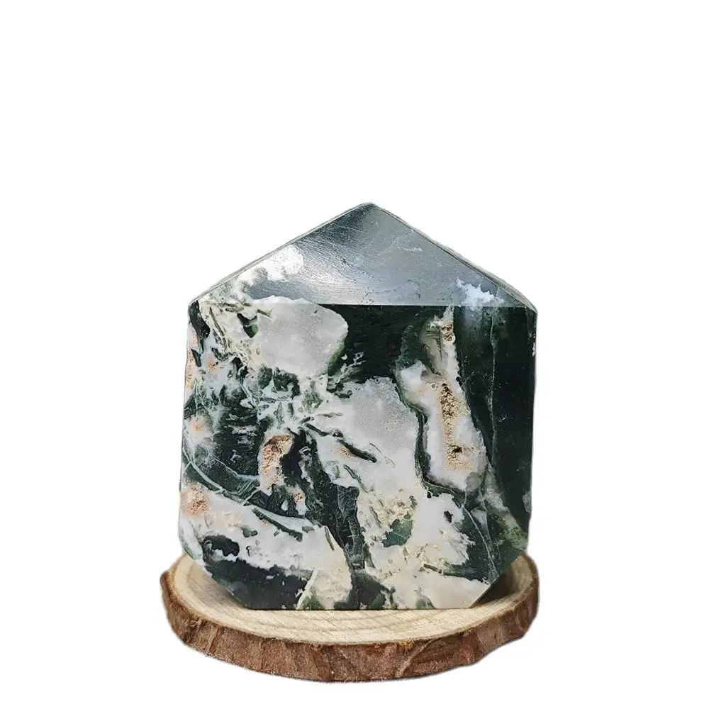 

Moss Agate Tower Obelisk Fairies Decorate Home Rooms with Spiritual Gifts Divination Prophecy Yoga Crystal Stone Healing