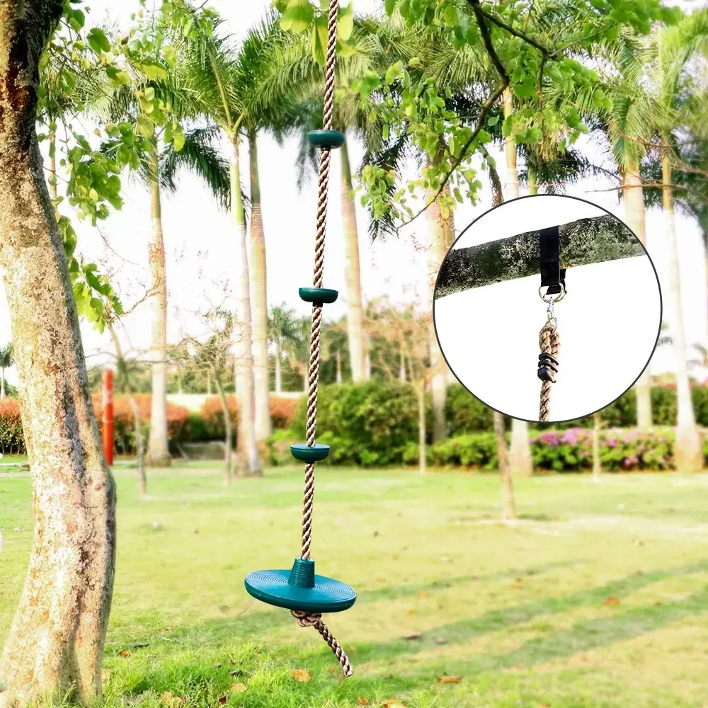 

Kids Fitness Climbing Rope with Platforms and Disc Swing Seat Set Outdoor Swing Set Garden Toy Playground Accessories