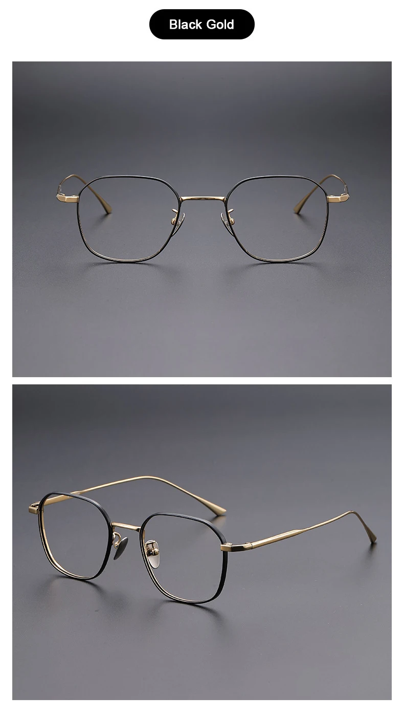 Japanische Marken-Replika Ultraleichte Reintitan Polygonale 1909 Design-Brille für Männer und Frauen Retro Business Luxus-Brillen für Koreaner – Detail 13