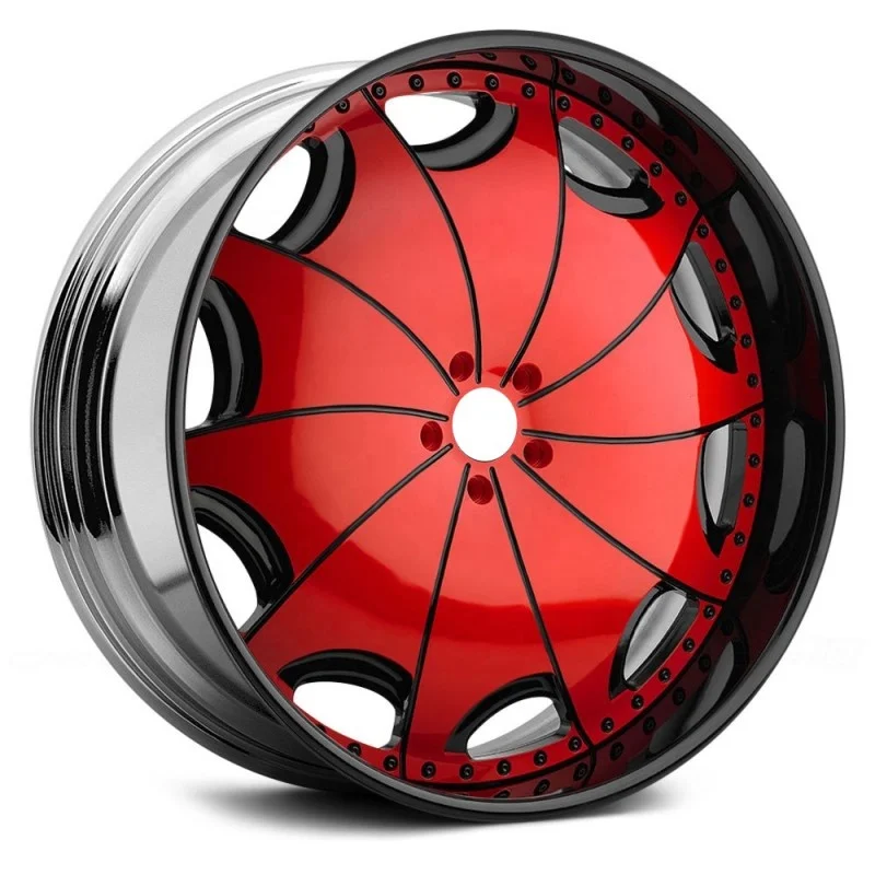 TWO Piece Red Deep Dish Rims 18 19 20 21 22 23 24 Inch 5x108 5x112 5x114.3 5x120 17x8 18x8 Forged Car Alloy Wheels