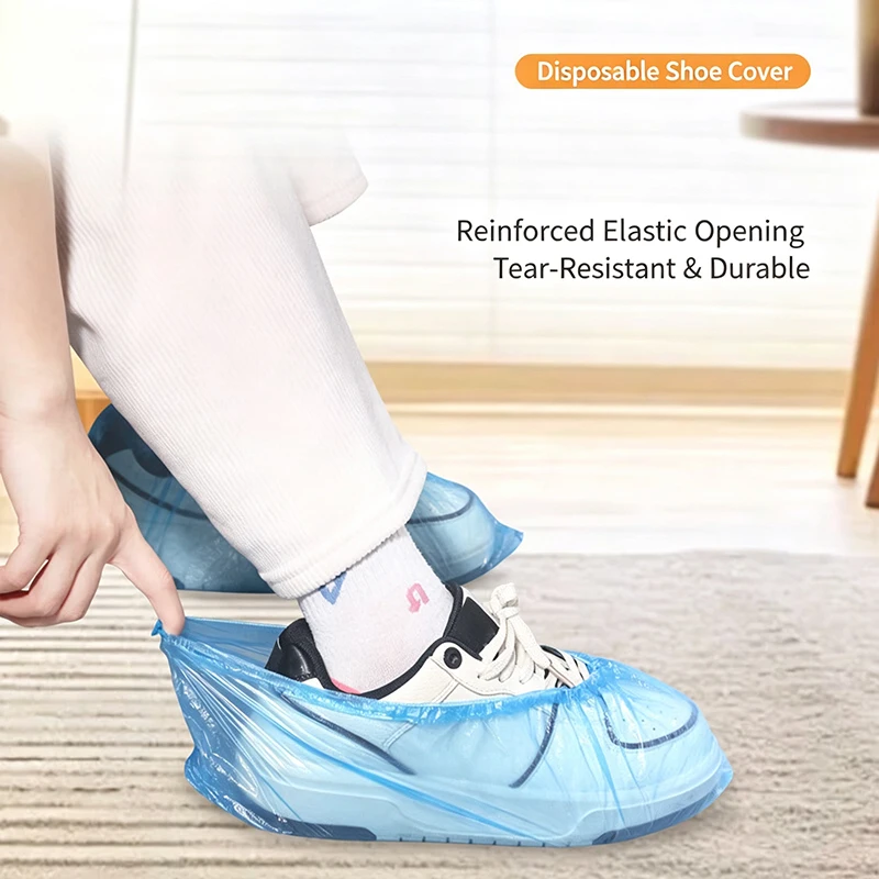 Disposable Shoe Covers, Thickened PE Material, Waterproof and Non-Slip, Suitable for Home, Travel, and Hospitals