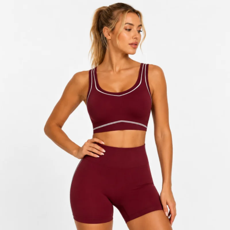Women 2 Piece Yoga Set Sports Bra High Waist Biker Shorts Workout Gym Fitness Activewear Ropa Mujer Woman Clothes