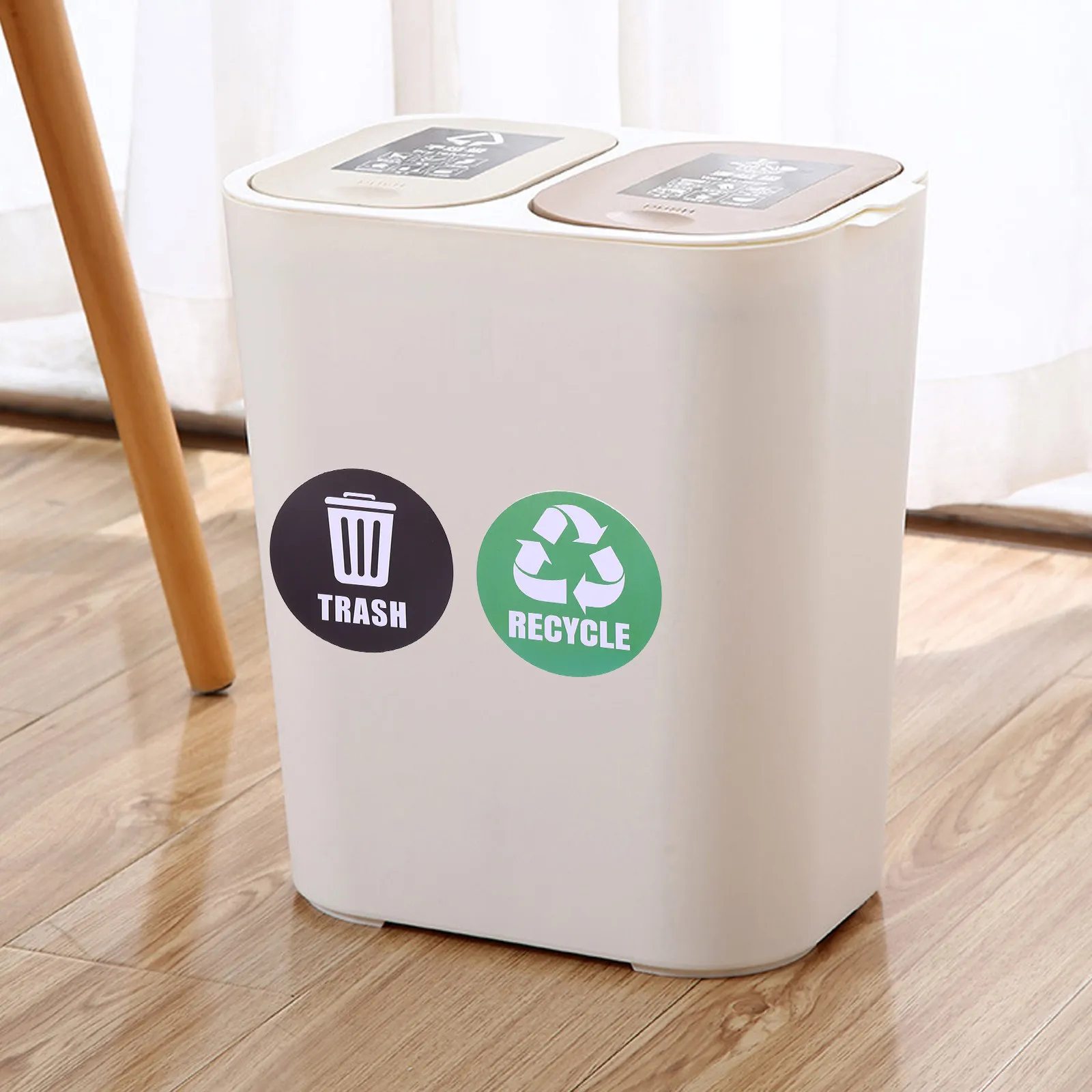 6Pcs Garbage Sorting Stickers Waterproof Vinyl Waste Bin Classification Labels for Home Office School Commercial Events