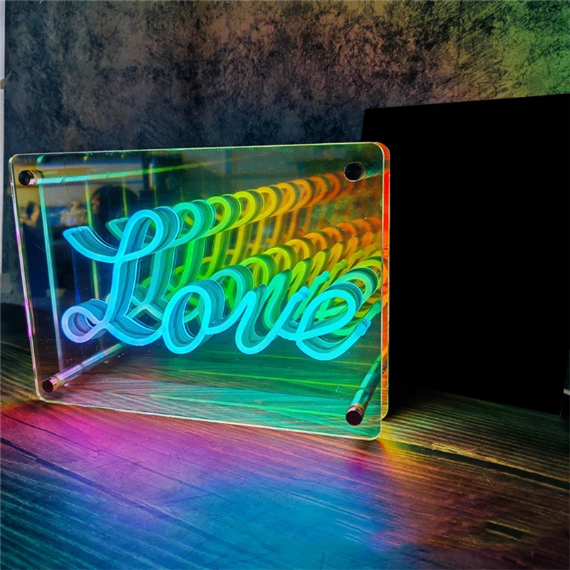 

Neon Signs Lights 3D LED Table Lamp Colorful Thousand Layer Mirror Atmosphere Lighting For Esport Birthday Decoration-Y41A